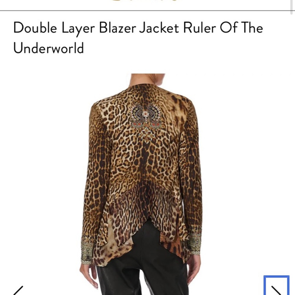 Camilla Leopard Print Embellished Open Front Jacket - Brown - Picture 4 of 5